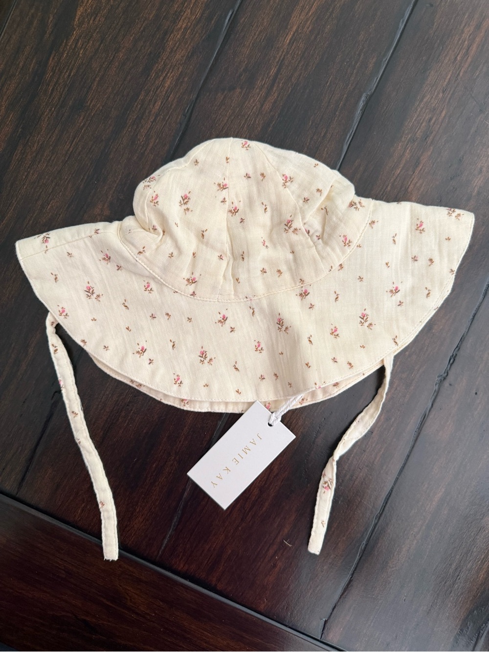 Jamie Kay Cream Sun Hat with Pink Floral Print